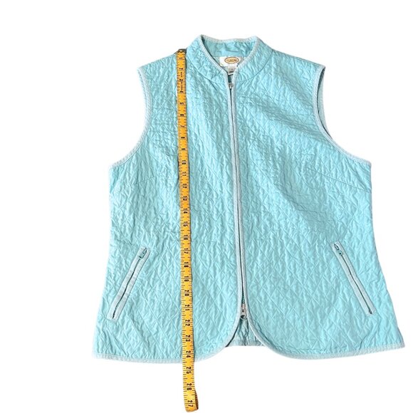 Talbots Quilted Walking Vest Womens Size L Teal Zip Up Lightweight Zip Pockets - Picture 8 of 8